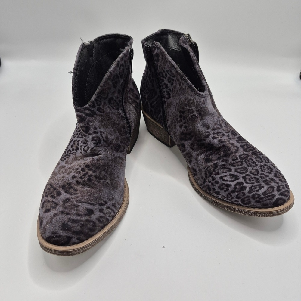 Very G Womens Leopard Print Ankle Booties Gray Black VGLB0260-032 Size 7